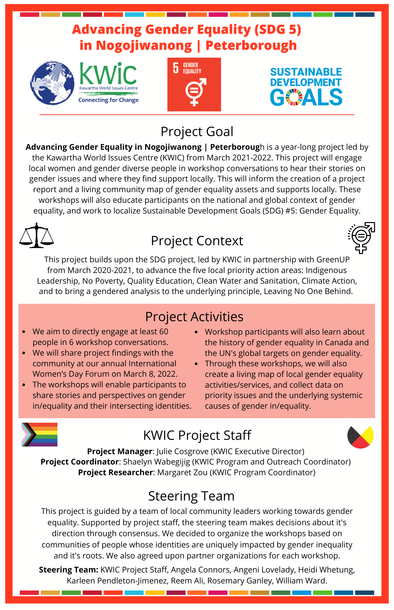 Project Goal; Project Context; Project Activities; KWIC Project Staff; Steering Team.