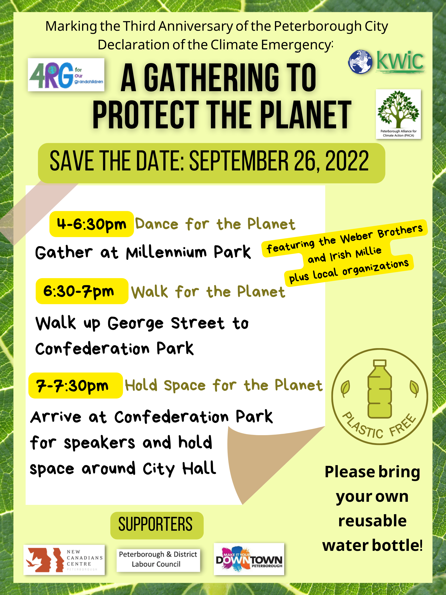 A save the date poster for the Gathering to Protect the Planet event on September 26, 2022