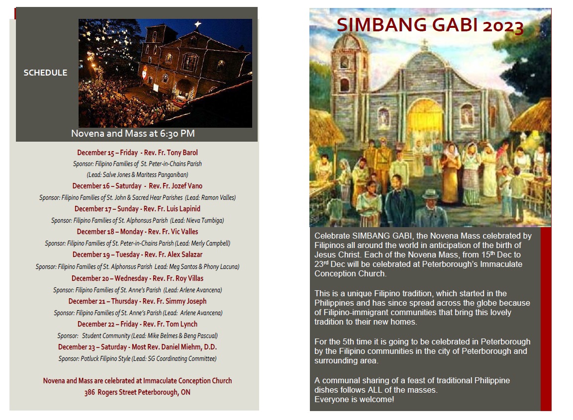 Celebrate SIMBANG GABI, the Novena Mass celebrated by Filipinos all around the world in anticipation of the birth of Jesus Christ.